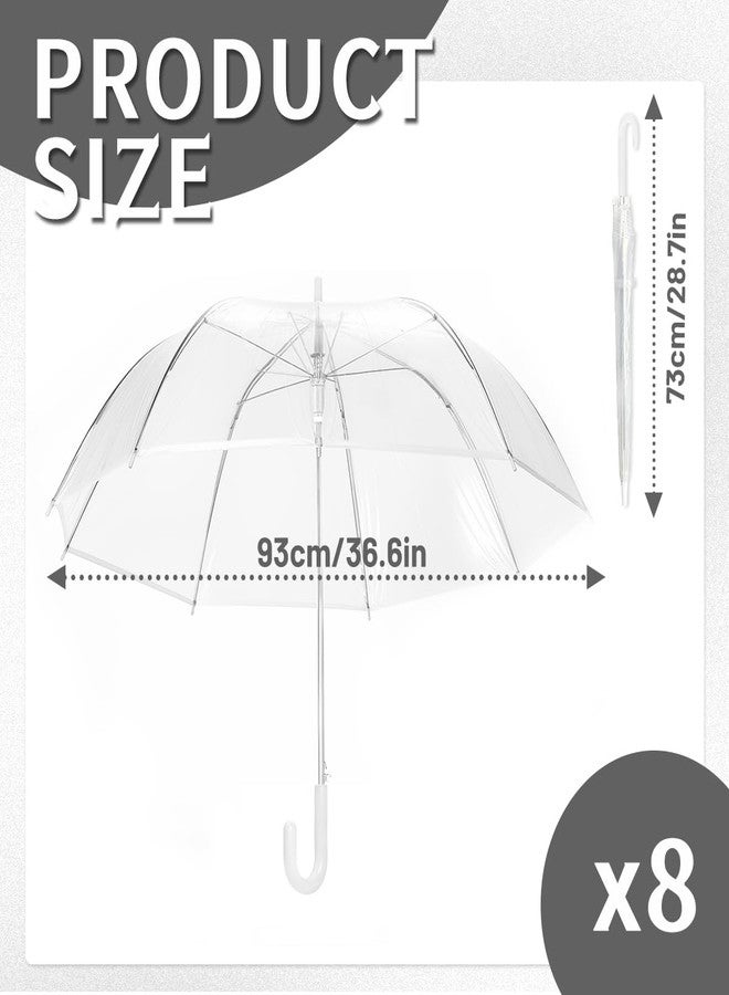 Quaocens 8 Pcs Clear Umbrella Wedding,Windproof Clear Umbrellas for Rain,Large Clears Umbrella for Two People,Transparent Umbrellas Bulk with J Shaped Handle for Wedding Supplies,Outdoor Activities - Image 2